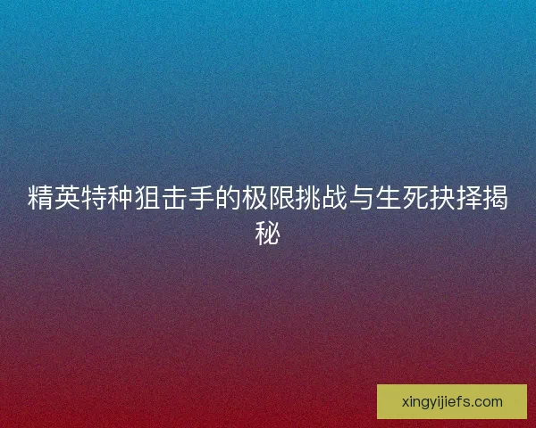 精英特种狙击手的极限挑战与生死抉择揭秘