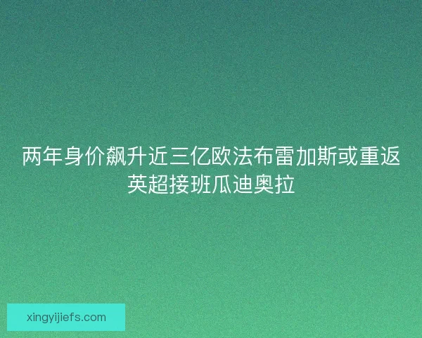 两年身价飙升近三亿欧法布雷加斯或重返英超接班瓜迪奥拉
